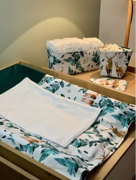 Housse de matelas à langer cerf et renard. L'Atelier Mama