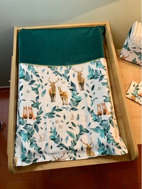 Housse de matelas à langer cerf et renard. L'Atelier Mama