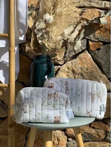 Trousse de toilette L et M winter forest. L'Atelier Mama