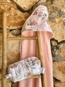 Cape de bain ourson flower éponge bambou rose. L'Atelier Mama