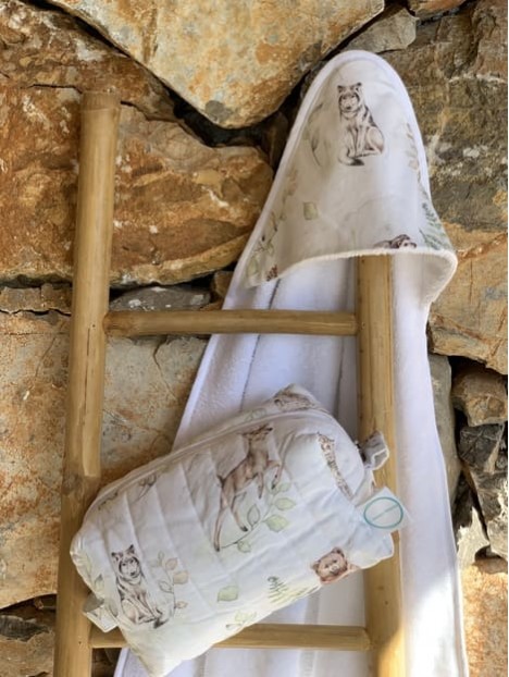 Cape de bain et trousse de toilette winter forest. L'Atelier Mama