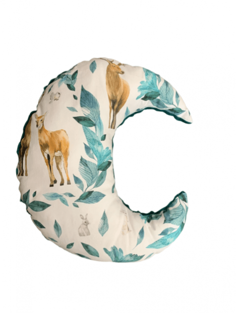 Coussin lune cerf et renard minky galapagos. L'Atelier Mama