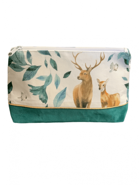 Pochette nomade cerf et renard velvet galapagos. L'Atelier Mama