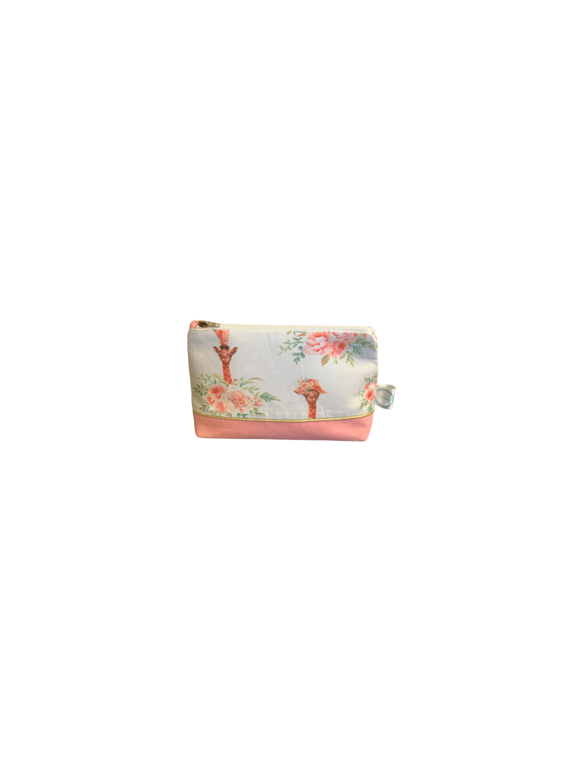 Pochette girafe family velvet candy pink. L'Atelier Mama