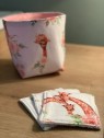 Panière et 10 lingettes lavables girafe family velvet candy pink. L'Atelier Mama