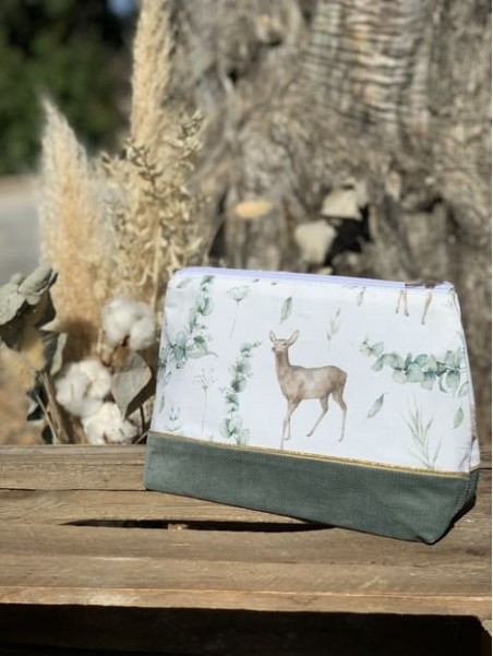 Pochette printemps en foret velvet kaki. L'Atelier Mama