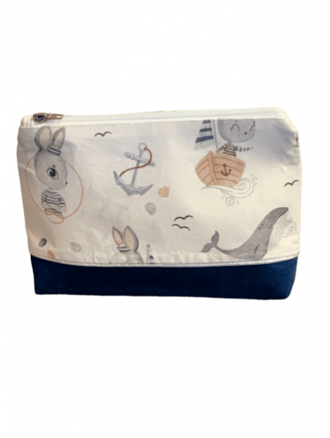 Pochette lapin marin velvet bleu marine. L'Atelier Mama