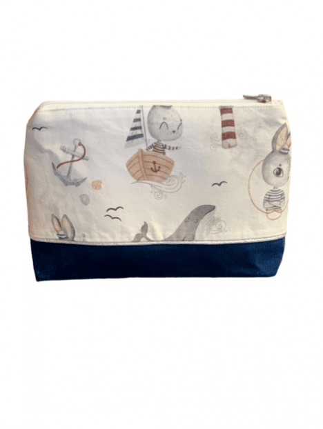 Pochette lapin marin velvet bleu marine. L'Atelier Mama