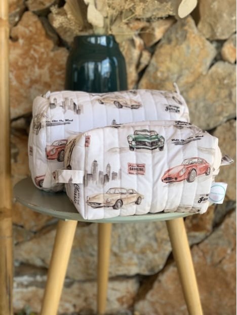 Trousse de toilette M et L classic car. L'Atelier Mama