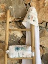 Cape de bain M et trousse de toilette surfing éponge bambou blanche. L'Atelier Mama