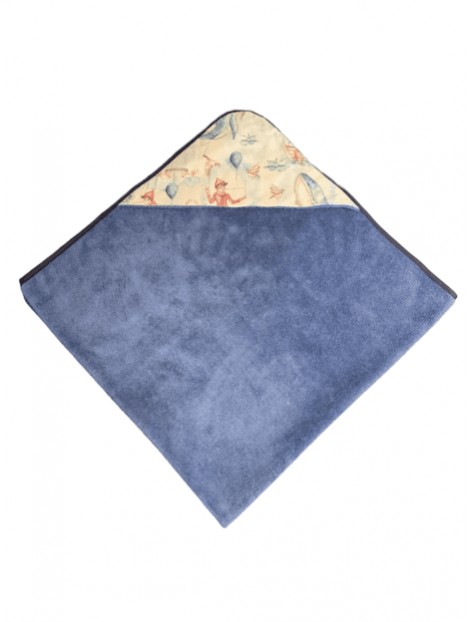 Cape de bain  L Pinocchio éponge bambou indigo. L'Atelier Mama