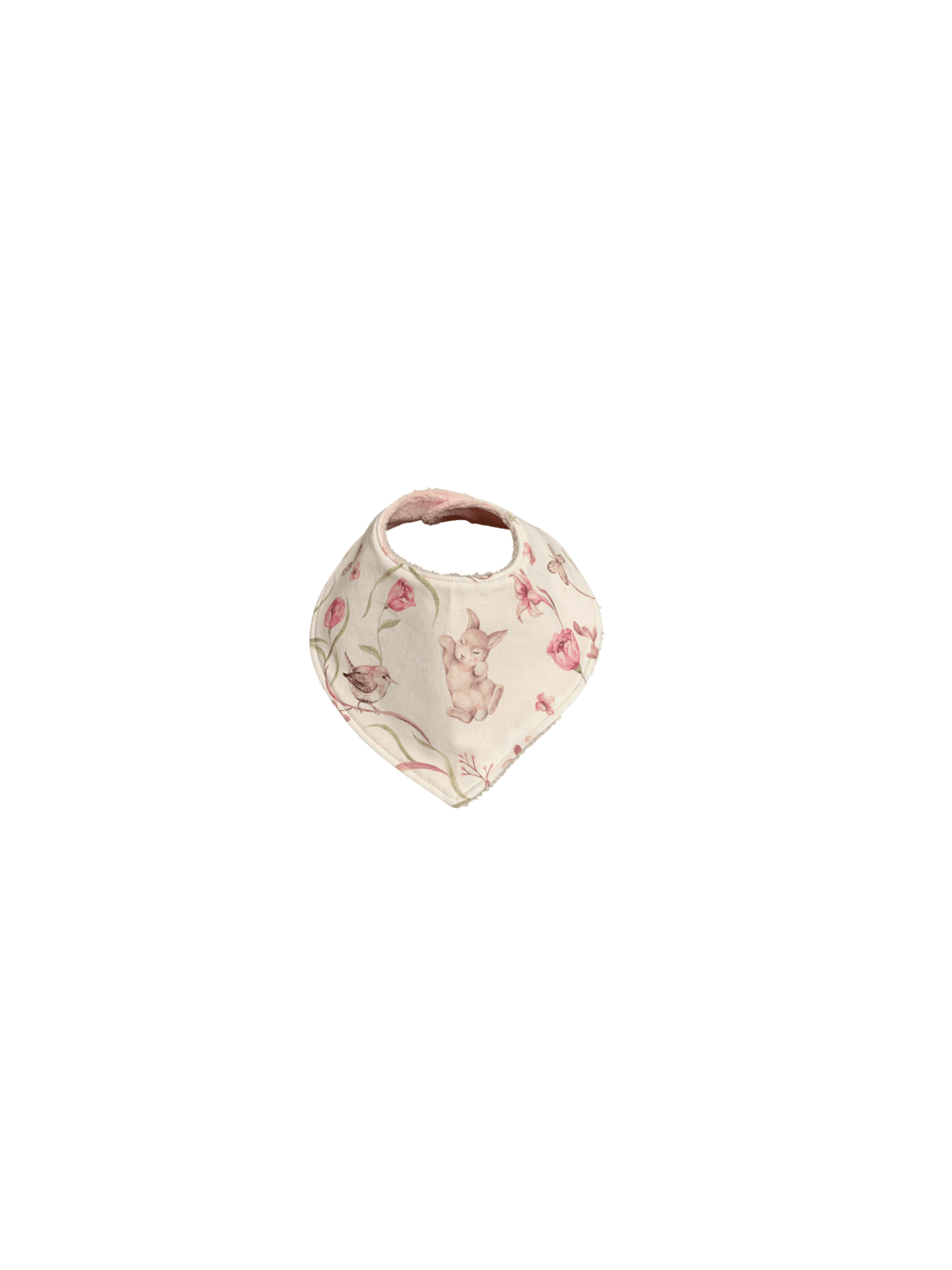 Bavoir bandana sweet bunnies éponge bambou pink. L'Atelier Mama