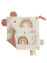 Doudou plat magic rainbow velvet vieux rose foncé. L'Atelier Mama