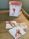 Panière et 10 lingettes lavables girafe family velvet candy pink. L'Atelier Mama