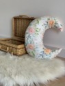 Coussin Lune roseraie et minky pêche. L'Atelier Mama